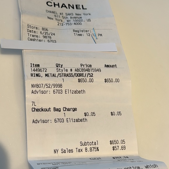 Authentic CHANEL Ring Metal/Strass/Dore Rhinestone S:6 - Picture 12 of 14